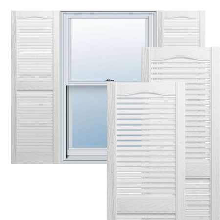 Lifetime Vinyl, Standard Cathedral Top Center Mullion, Open Louver Shutters, LL1S14X08000WH